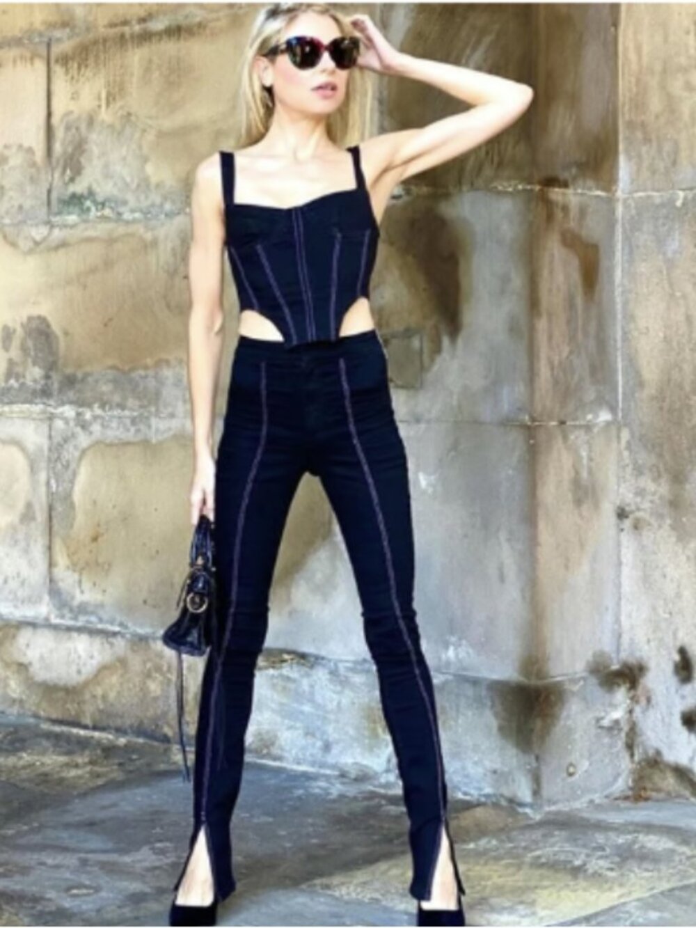 Zara Split Hem High Waist Jeans NEW - Black - Size 6